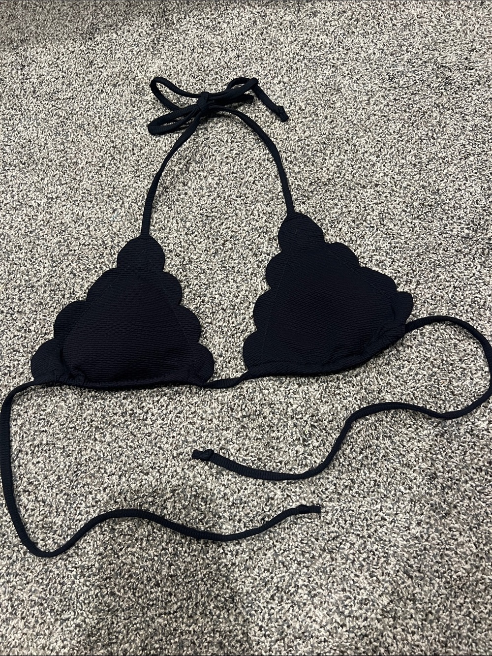 Marysia Swim Black Scalloped Triangle Bikini Top